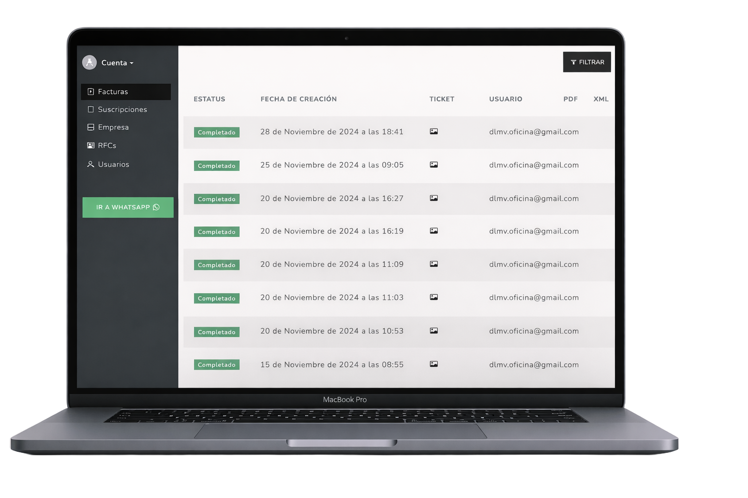 Dashboard de facturación Bili